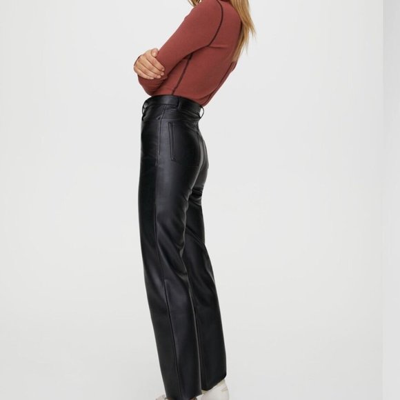 Aritzia Wilfred Melina Straight Leg Faux Leather Pants - Picture 1 of 5
